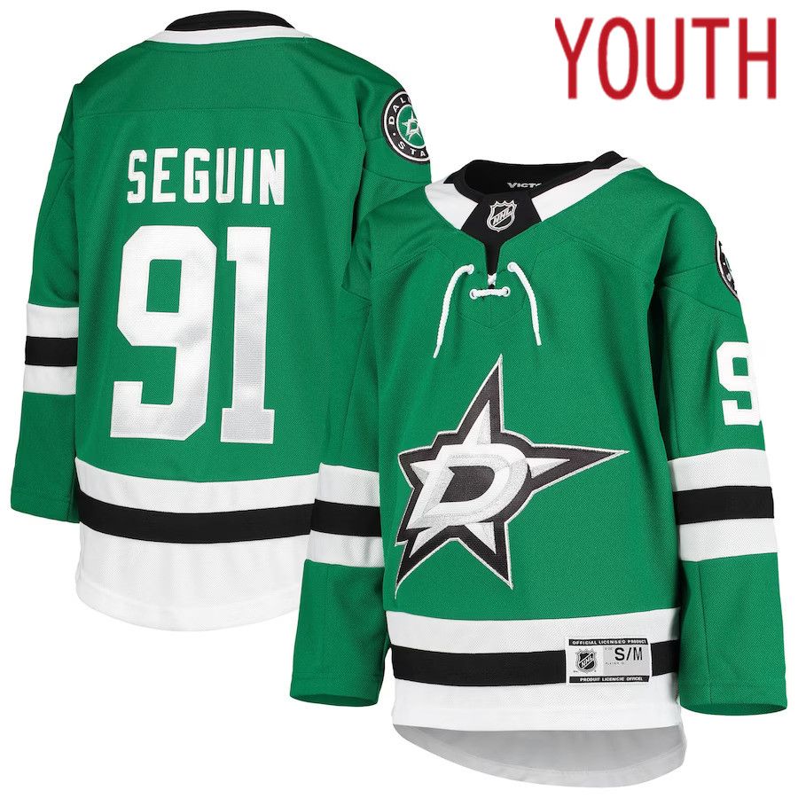 Youth Dallas Stars 91 Tyler Seguin Kelly Green Home Premier Player NHL Jersey